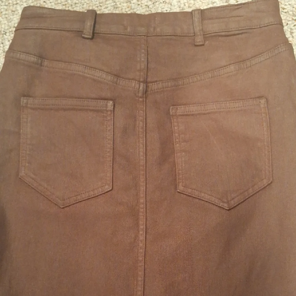 Anthropologie Pilcro Deep Rust Coated Denim Maxi Skirt - Picture 3 of 8